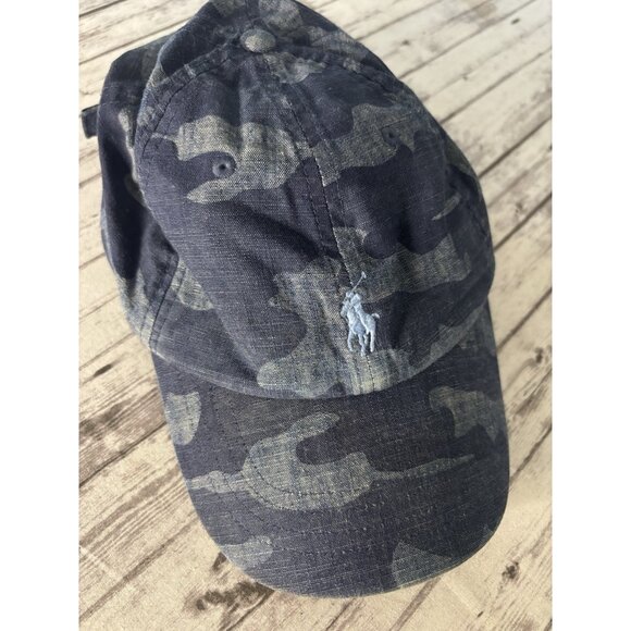 Polo Ralph Lauren Cap Camo Blue Strap Back Adjustable Hat Pony OS - Picture 1 of 6